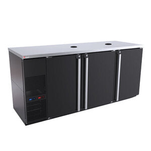 Get Your Hands on This Stunning Black Vinyl Commercial Dual-Temperature 80' Beverage Station Beer Kegerator (Box Only)!