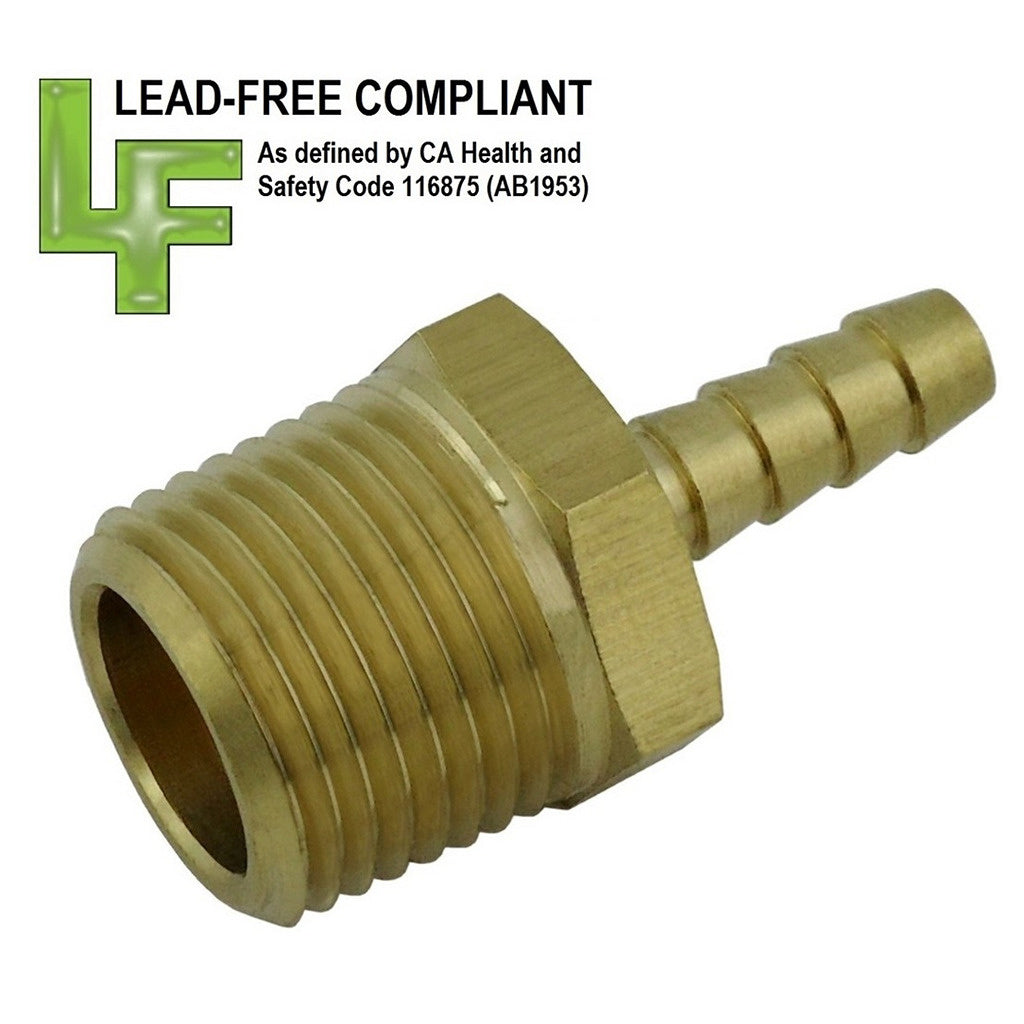 Premium 1/4inB to 1/2inMpt Lead-Free Brass Adapter