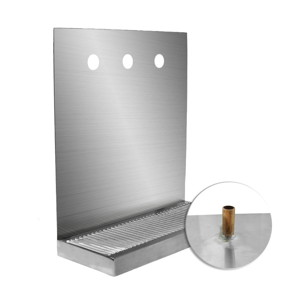Wall-Mounted Drain with Tube: 3-Faucet 12.5inB x 5inW x 12inL