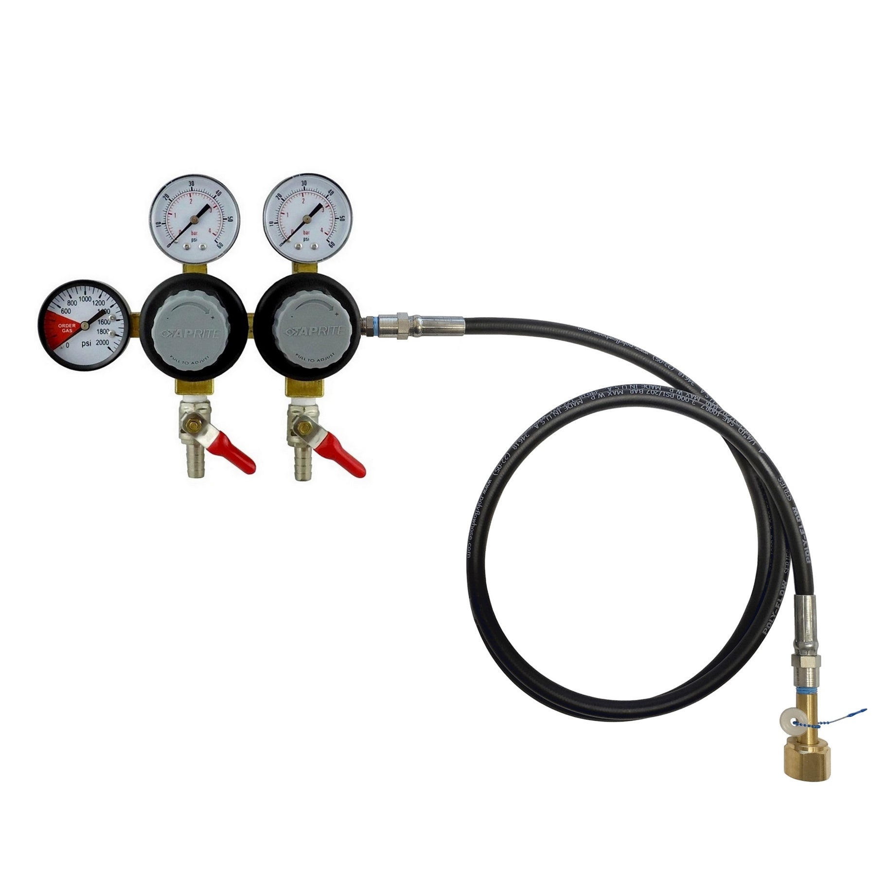 Double CO2 Regulator with 6-Foot Hose, 3/8-Inch B-So and Check Valve, 60:2000 Tap - A Must-Have!