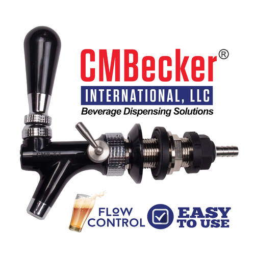 CM Becker X1 Black Self-Closing Creamer Faucet - Ideal for Cold Beverages