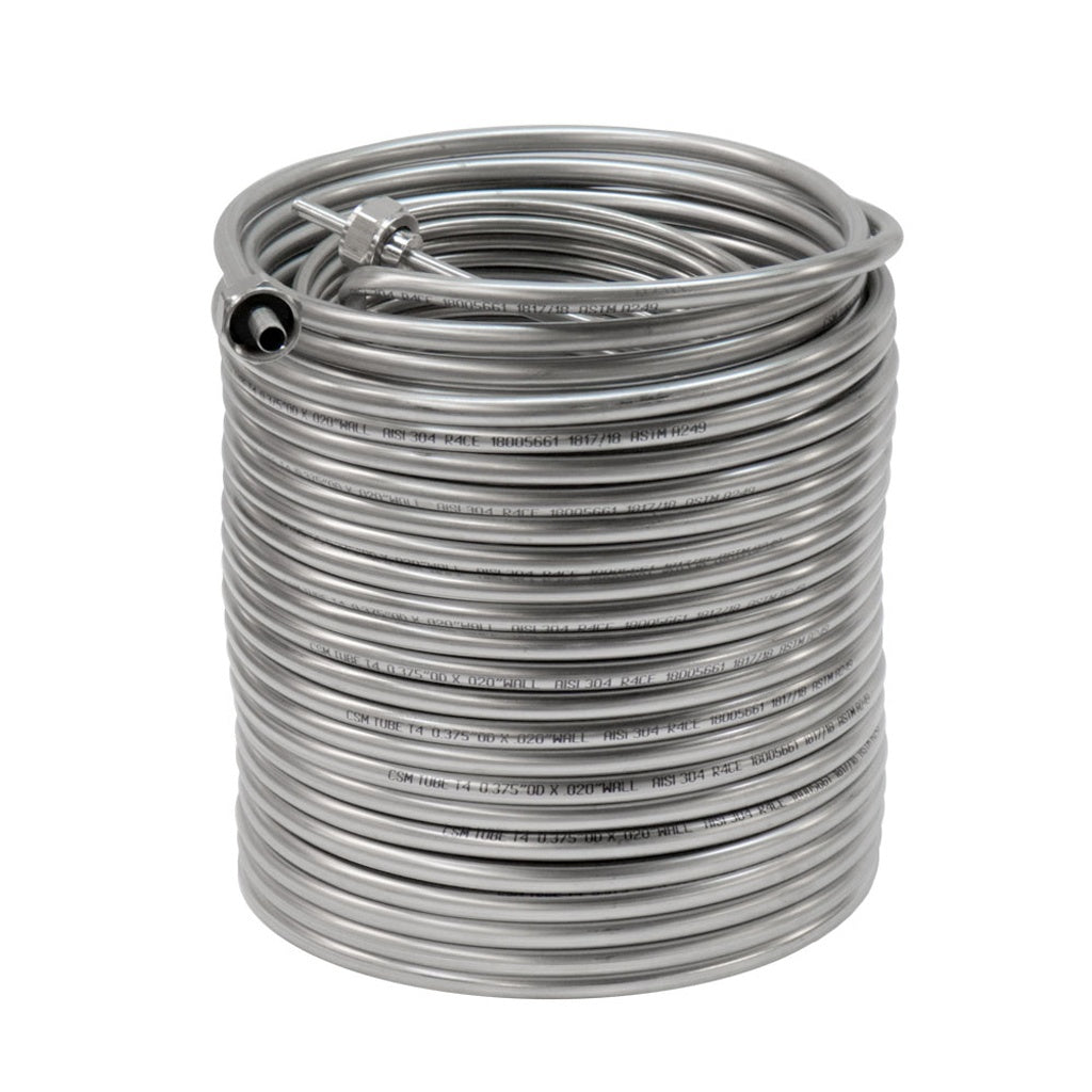 304 S/S Coil with Fittings - 9.5in Diameter, 120ft Length - Right Handed