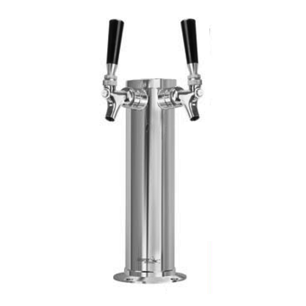 Gorgeous 2-Faucet 3-Inch Diameter Glycol Chilled Polished Stainless Steel Tap Tower with Chrome Faucets - Get Yours Now!