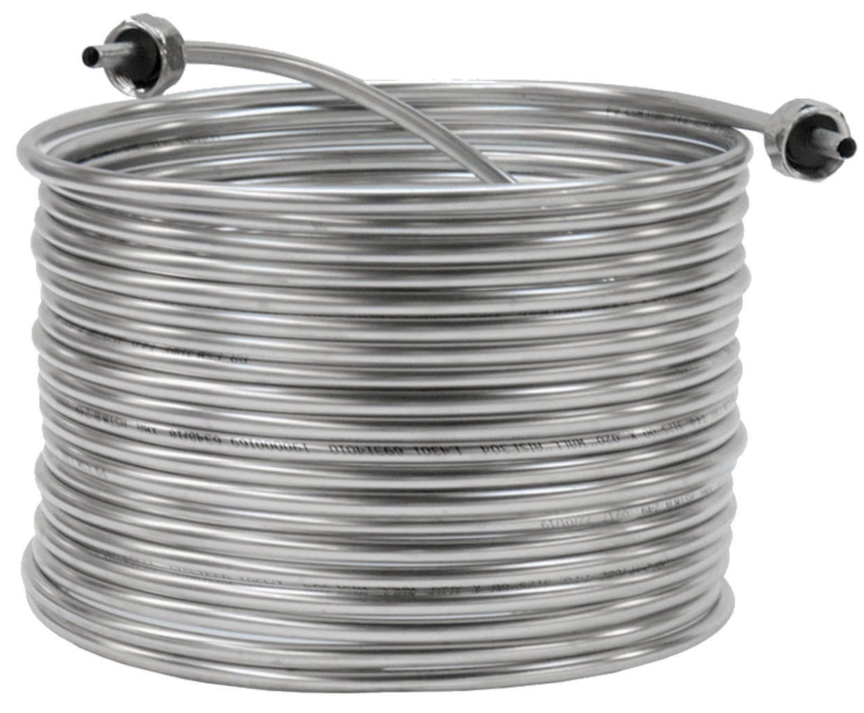 Premium 304 S/S Coil with Fittings - 9.5 in Diameter, 50 ft Length - Left