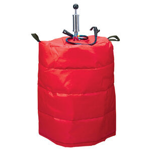 Stunning Red Vinyl Half Barrel Keg Insulator Jacket - Grab Yours Now!
