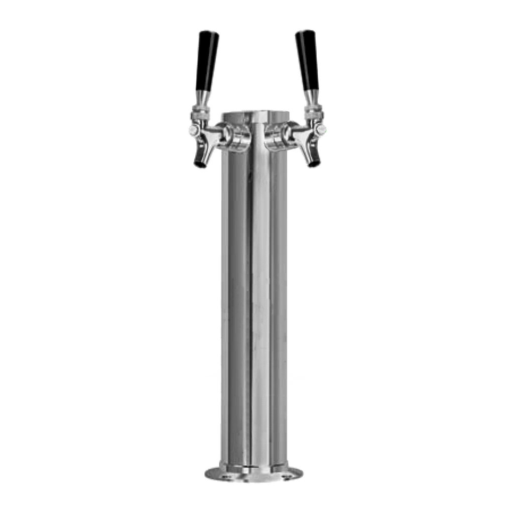 Gorgeous 2 - Faucet 16H Growler Filler! 3 - Diameter Glycol - Chilled Polished Stainless Steel Tap Tower with Chrome Faucet