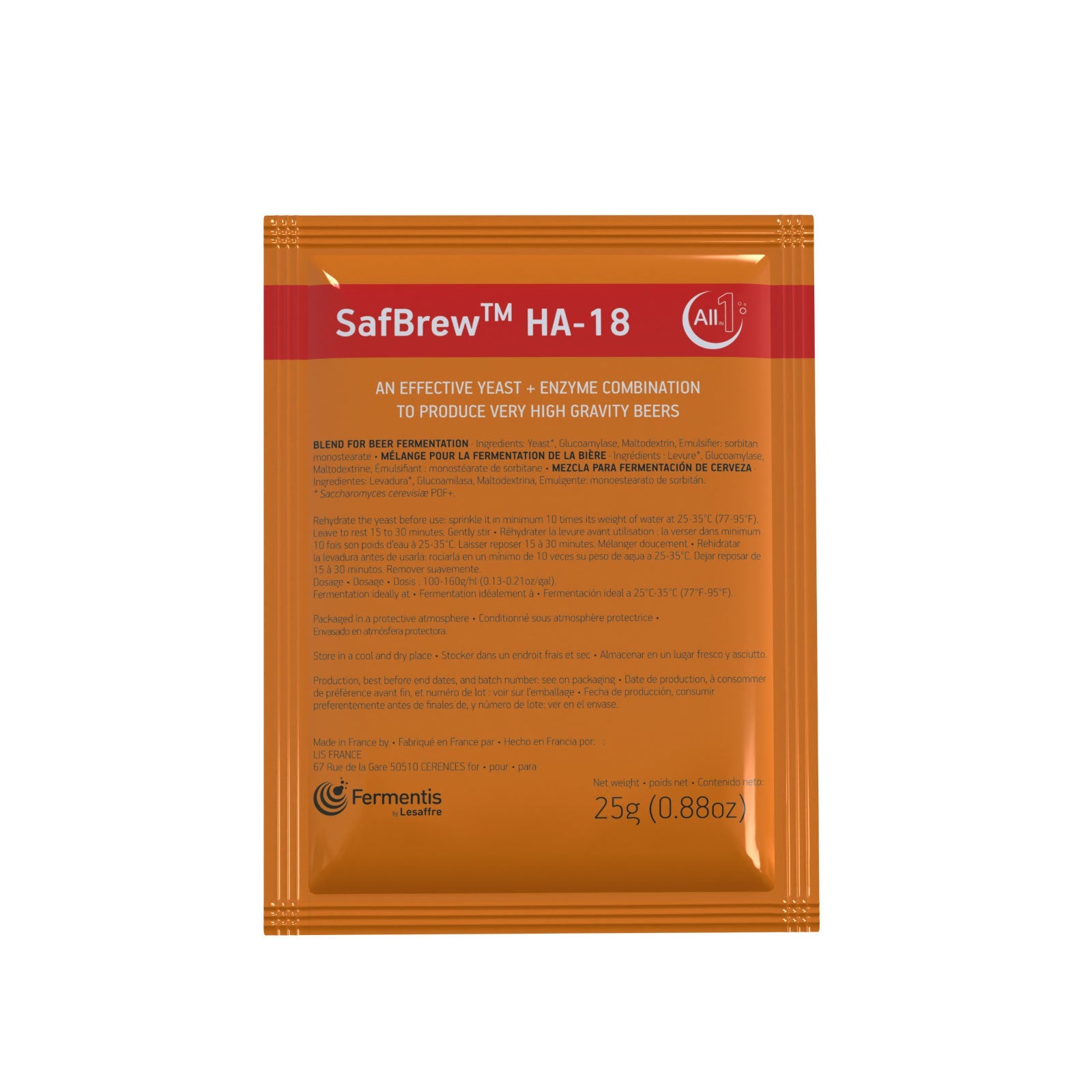 SafBrew HA-18 All-in-One Yeast and Enzyme - 25g: Unleash Your Brewing Potential!
