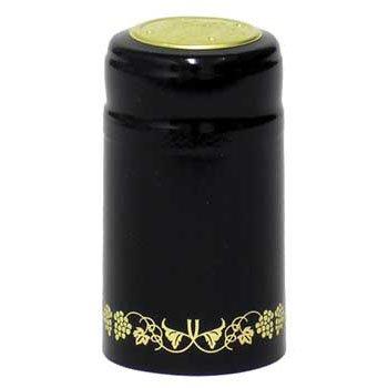 Gorgeous Black with Gold Grapes Heat Shrink Capsules - 62 ct.